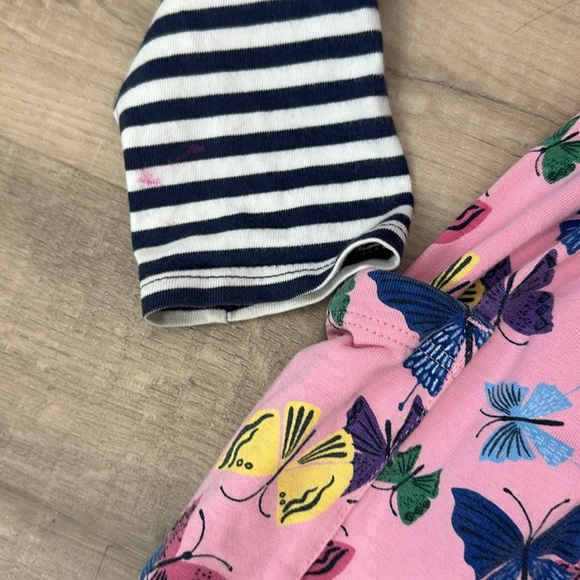 Cotton Size 120/ 6-7 us long sleeve striped and buttterfly dress with pockets - Picture 5 of 9